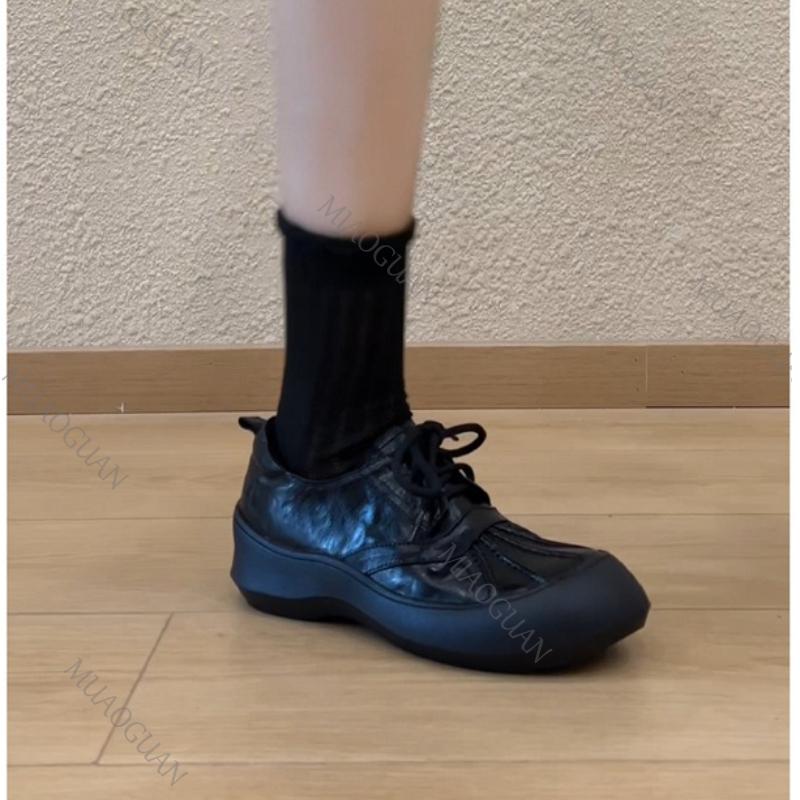 Women's Comfort Flats Trend Korean Ballet Style Lace-up Footwear Retro Casual Shoes Comfortable Lightweight Sneaker