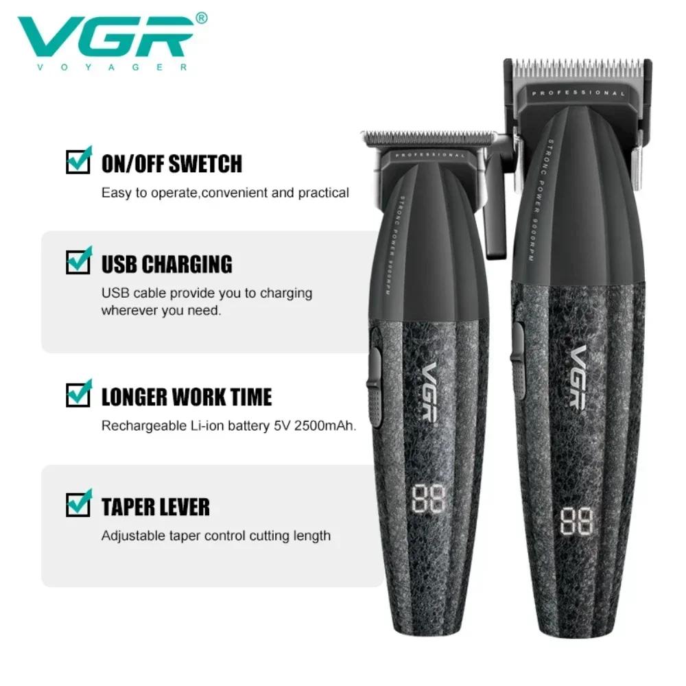 VGR V-640 S2 Professional Hair Clipper & Electric Shaver Cordless Hair Trimmer with Digital Display Hair Clipper Shape Carving Safe and Hygienic