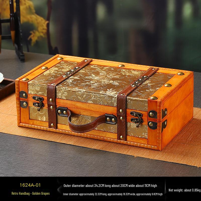 Vintage Distressed Wooden Suitcase Storage Box - Antique Style Photography Prop & Decoration