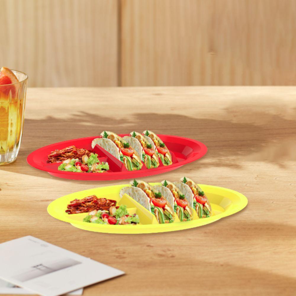 2pcs Divided Taco Serving Tray Oval Taco Holder Divider Plates Taco Plate  Snack
