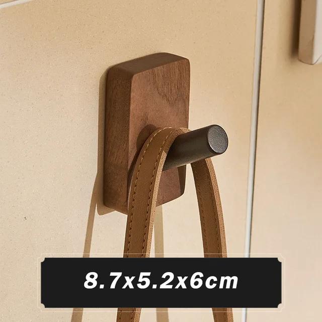 New Simple Solid Wood Hook Walnut Hanging Hanger Bathroom Wall Hook Bedroom Coat Storage Rack Home Towel Key Decoration Hook