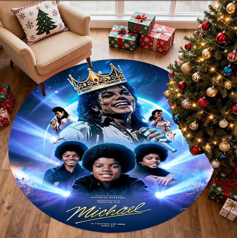 Michael Jackson Muster Runder Teppich, Innen-/Außenmatte, für Picknick, Spielzimmer, Schlafzimmer, Büro, Wohnzimmer, Heimdeko Teppich, Geburtstagsgeschenk