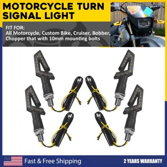 Amber 4PCS LED Mini Motorcycle LED Turn Light Signal Indicator 12V Blinker 10MM