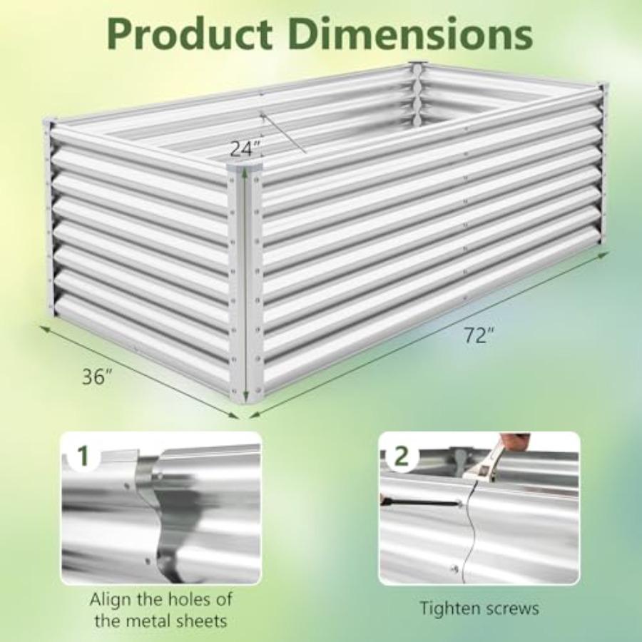 6x3x2ft Raised Garden Bed Large Metal Elevated Rectangular Planter Bed 271 Gallon Ccity Outdoor Planting Garden Box for Vegetab