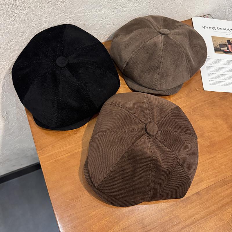 Color Solid Corduroy Beret Cap With Sun Protection Warmth For Adult Fashion Gift