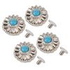 10 Set Purses Leather Decoration Buckle Blue Turquoise Flower Craft for Wallet 16.5mm Silver Daisy