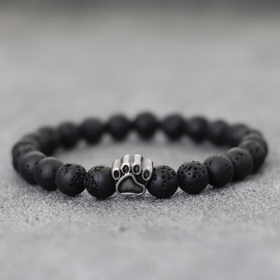 Natural Colored Imperial Beads Bracelet Men Titanium Steel Dog Paw Beaded Brazelet Women Simple Yoga Wrist Braslet Jewelry Homme