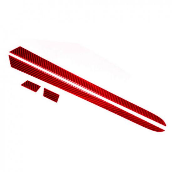 4Pcs Red Carbon Fiber Interior Front Door Panel Cover Trim For Porsche Cayenne