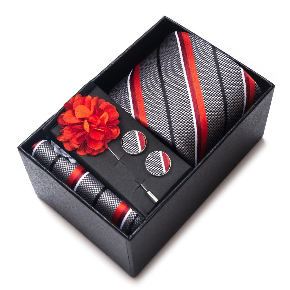 Tie Men'S Suit Accessories Cufflinks Square Scarf Corsage Tie Premium Suit Gift Box Packaging