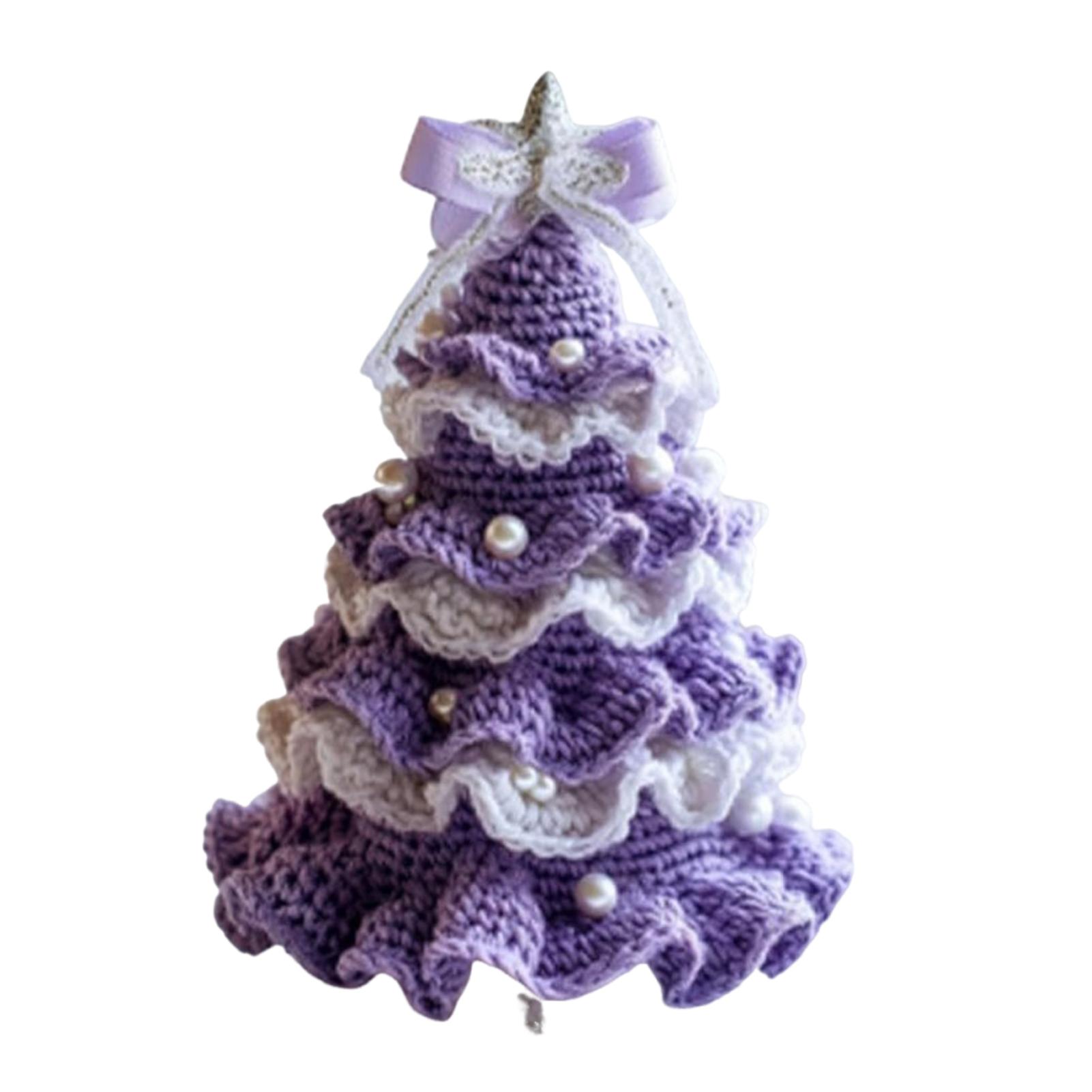

DIY Crochet Christmas Tree Kit with Bow Faux Pearl Decor Holiday Craft Starter Set Handmade Crochet Christmas Tree Home Decor