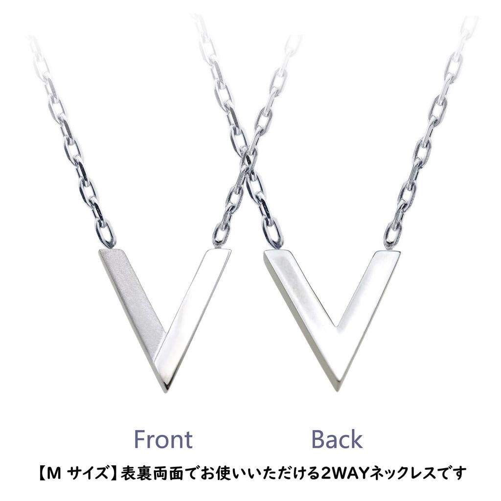 [Petit Jewel YU-NA] V-Line Necklace, Stainless Steel 316L, Couple Gift, Anniversary, Christmas, V LINE NECKLACE (S Size, Silver Color (with Stone))