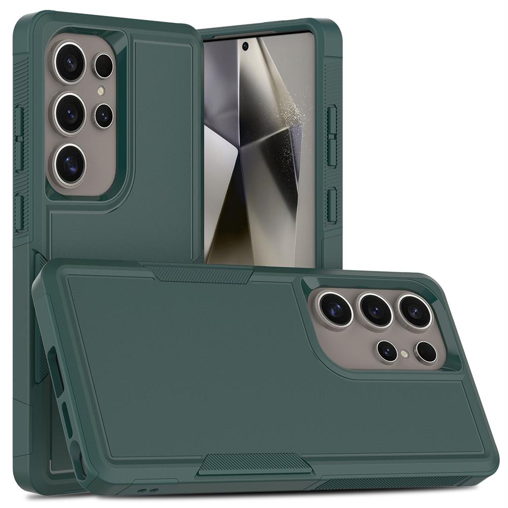 

For Samsung Galaxy S25 Ultra Case 2-in-1 PC+TPU Shockproof Phone Cover Dark Green