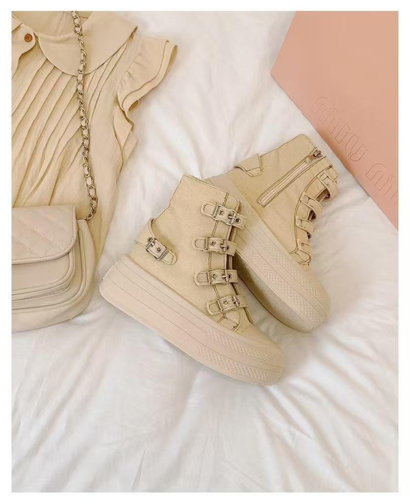 2025 Autumn Women's Thick-Soled Canvas Flats - Casual Korean Style