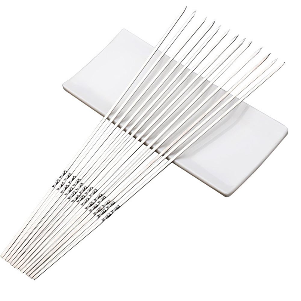 20pcs BBQ Skewers Portable Grilling Skewers Stainless Steel Reusable Outdoor Camping Picnic Tools