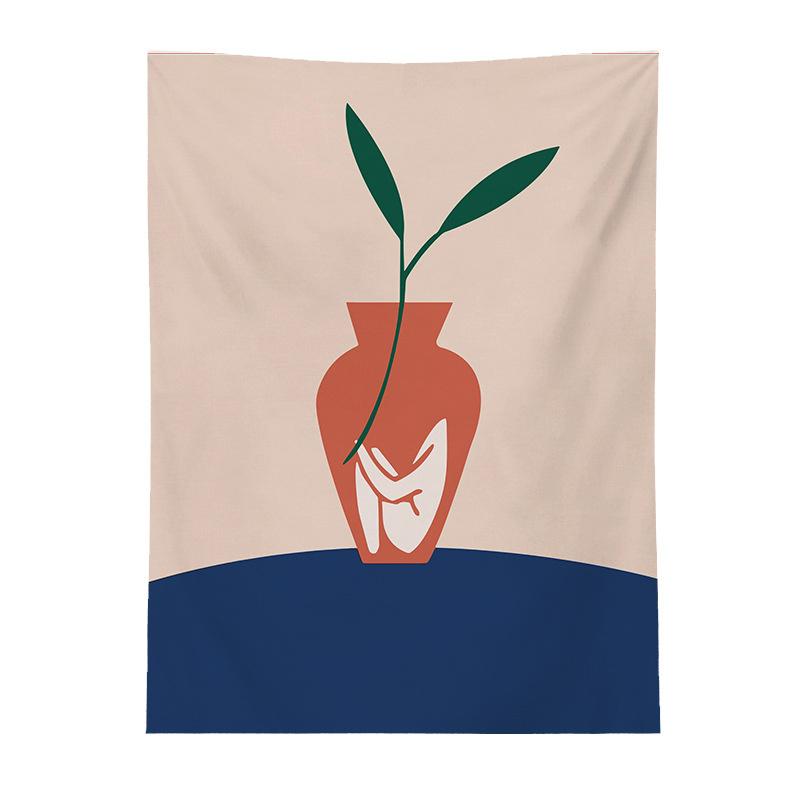 Geometric Color Block Printing Tapestry Rainbow Color Leaves Flowers Tapestry Landscape Tapestry