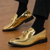Gold Black Tassels Patent Leather Casual Shoes for Men  Luxury Designer Male Formal Wedding Dress Loafers Homecoming Footwear