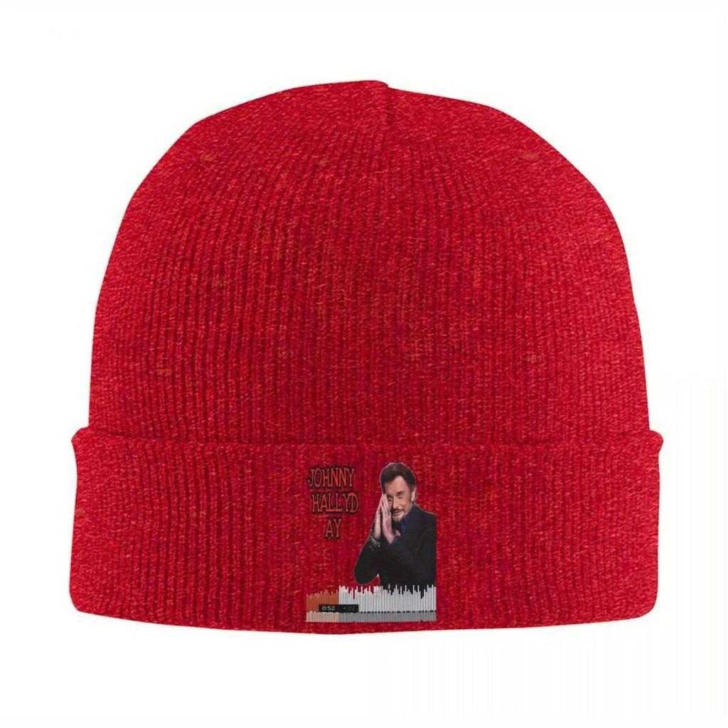 Pop Singer Johnny Hallyday Knitted Hat Beanies Autumn Winter Hats Warm Street Cap for Unisex WoUnisex
