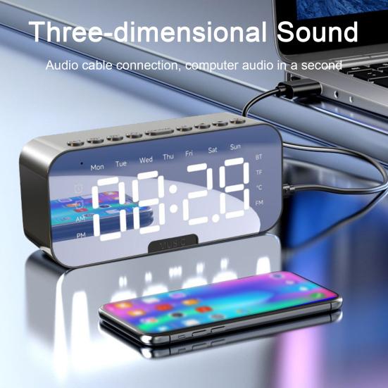 

Умный беспроводной динамик Yousheng Мощный бас HiFi Качество звука Светодиодный дисплей Двойной сигнал тревоги Режим TF-карты Bluetooth-совместимый динамик 5.0