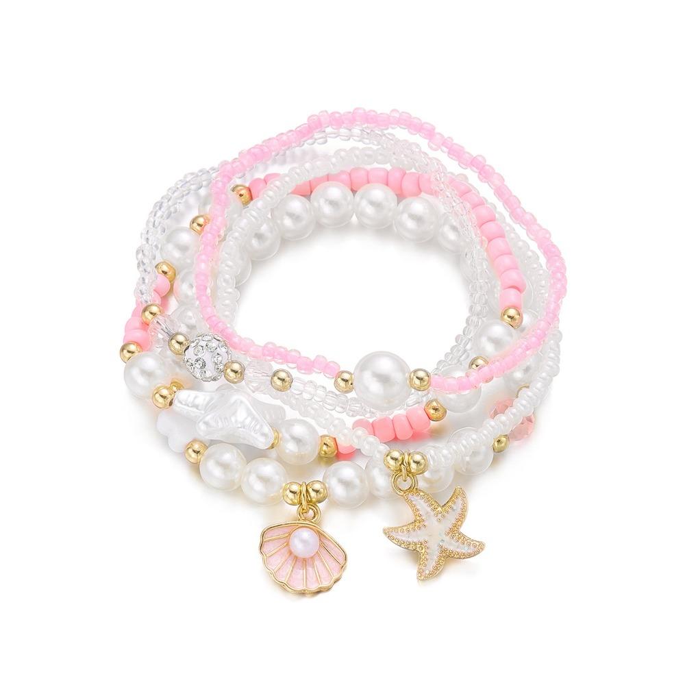 Open Bangle Shell Bracelet Set Gold Color Bohemian Bracelet Set  Women Jewelry