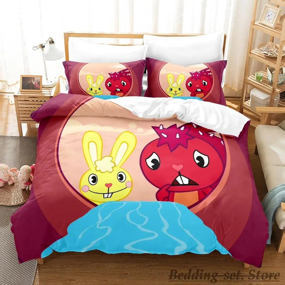 Happy Tree Friends Bedding Set Single Twin Full Queen King Size Bed Set Aldult Kid Bedroom Duvetcover Sets Anime