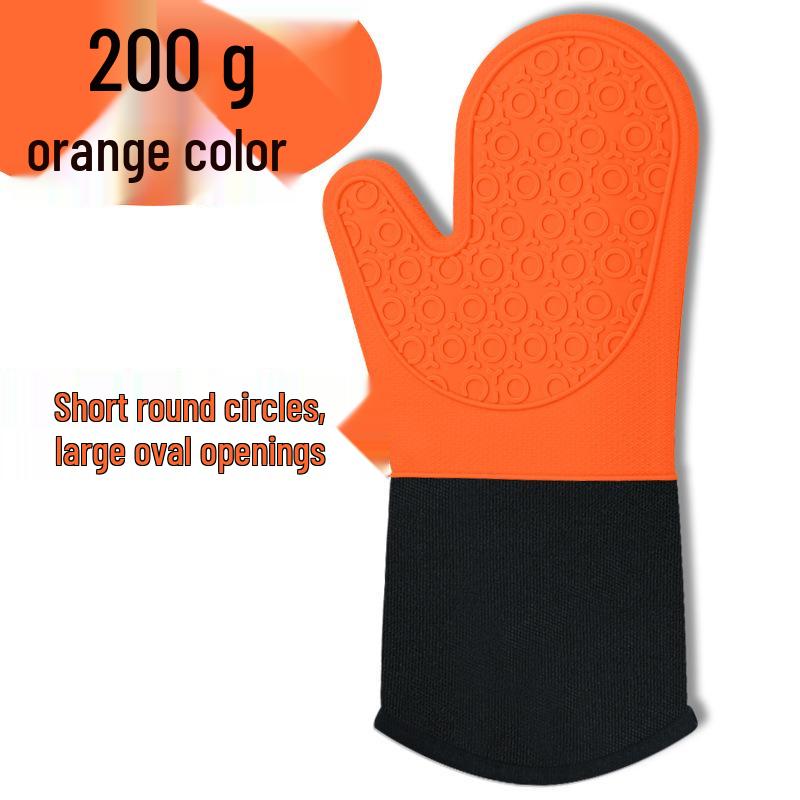 Nine Likes Thick Short Silicone Oven Gloves - Heat Resistant Kitchen Mitts with Two-Finger Design for Baking and Cooking