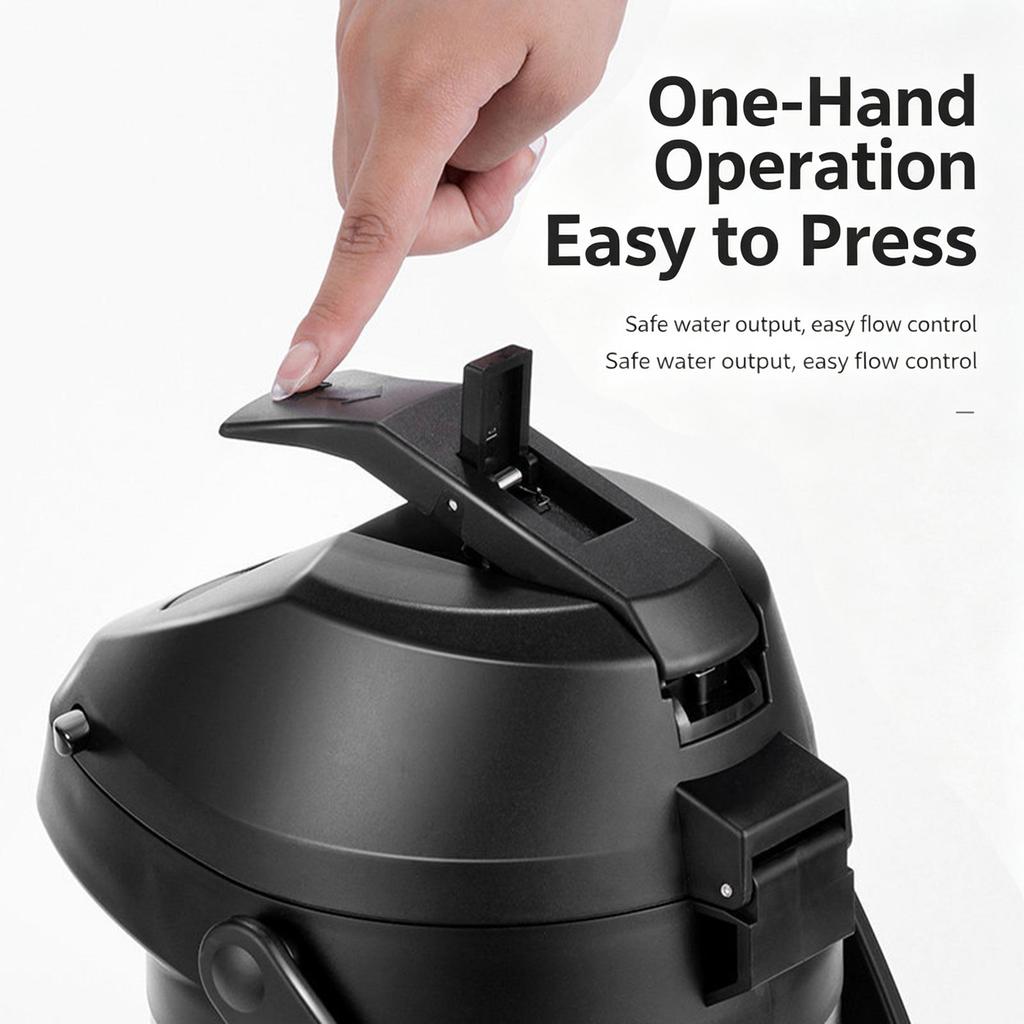 Stainless Steel Thermal Air Pot, Vacuum Insulated Hot Water Dispenser with Safety Lock, 360° Rotatable Base, Portable Carrying Handle for Home Office