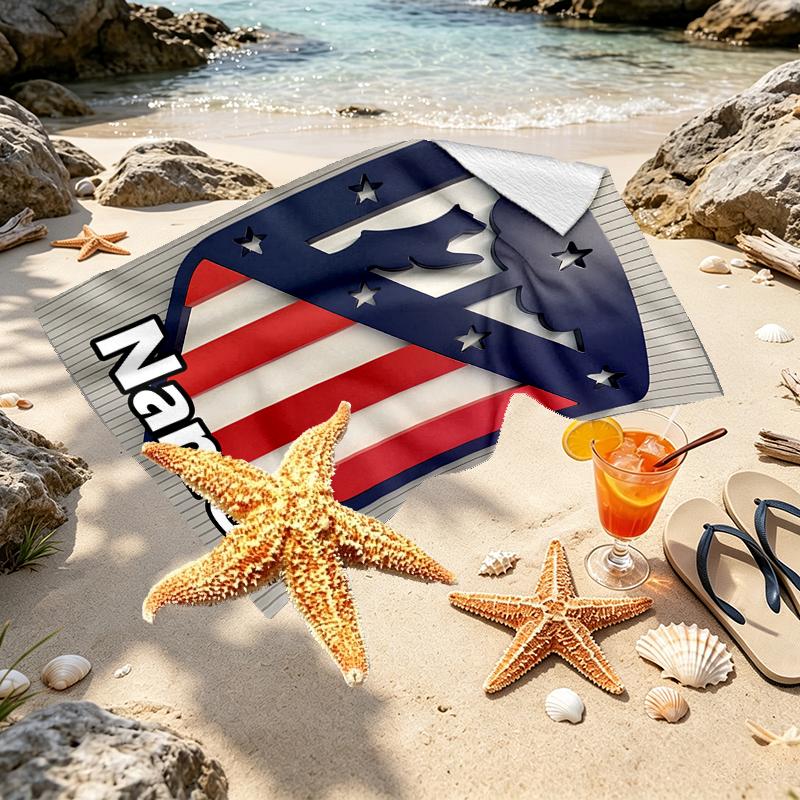 Custom Name Personalized Atletico Madrid Print Beach Towel, for Trip Camping Beach Party Home Decor, Birthday Gift for Family & Friends