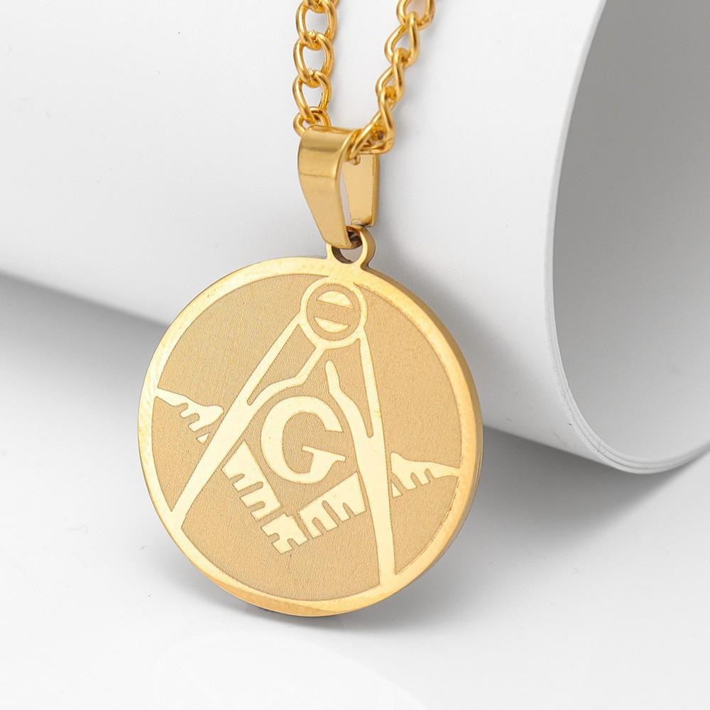 Freemasonry Logo Medallion Pendant Necklace, Trendy Men's and Women's Necklace
