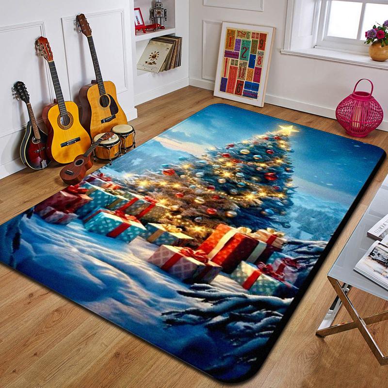 C-Weihnachten Bedruckter Teppich Eingang Fußmatte Wohnzimmer Schlafzimmer Badezimmer Rutschfester Teppich Heimdekorative Fußmatte Neujahrsgeschenk