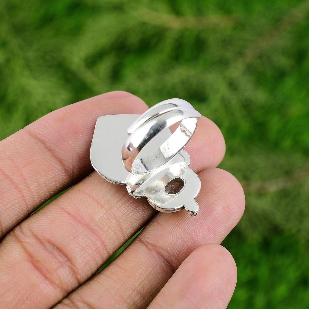 Womens day Sale Rutile Quartz Stone Solitaire Bird Ring Jewelry Sterling Silver