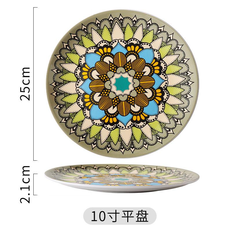 European Style Ceramic Tableware Set Plates Bohemian Style Cake Snack Salad Square Plates Birthday Festival Party Decorations
