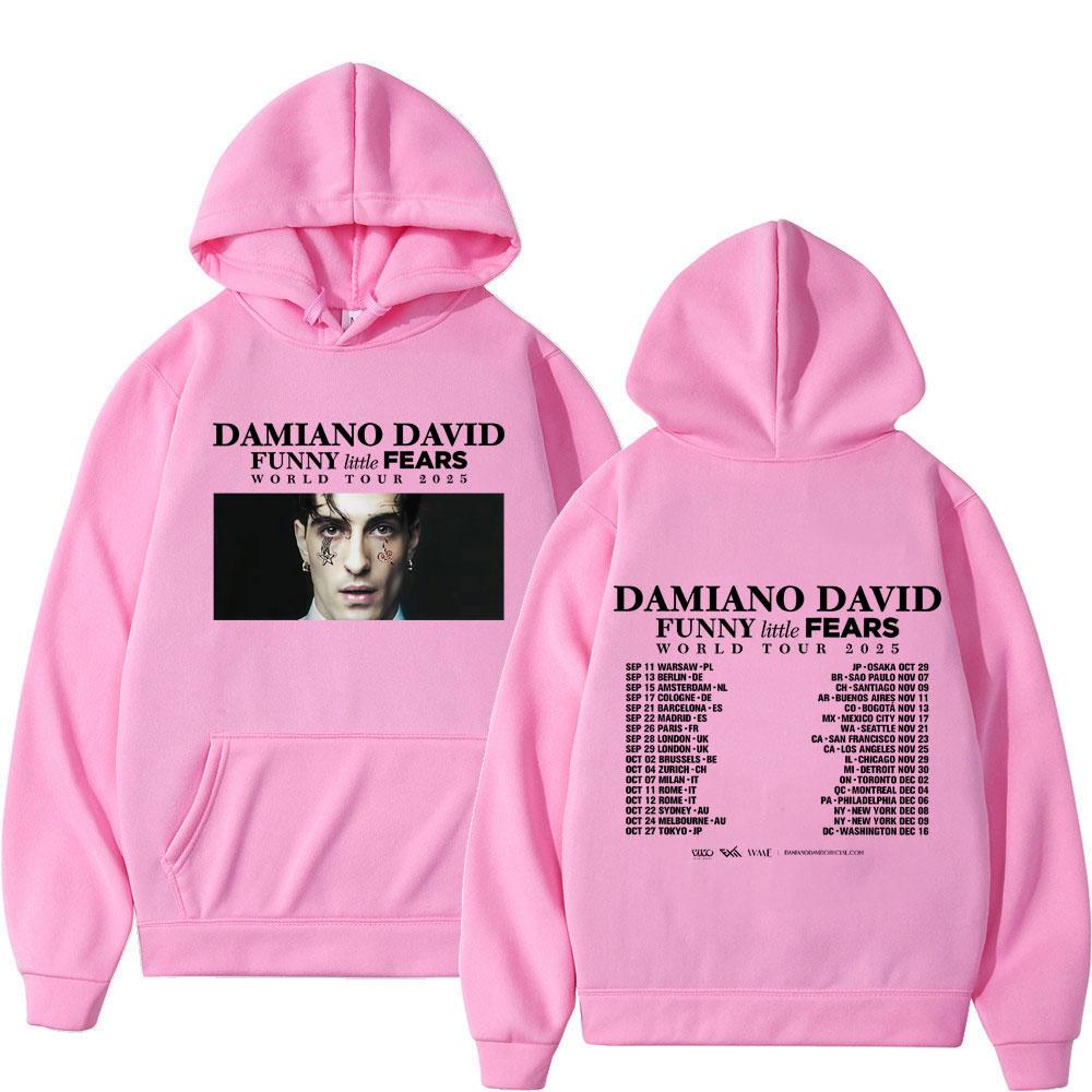 Singer DAMIANO DAVID FUNNY Little FEARS Album Tour 2025 Graphic Vintage Hoodie Men Fashion Punk Pullover Hip-hop Sweatshirt Tops