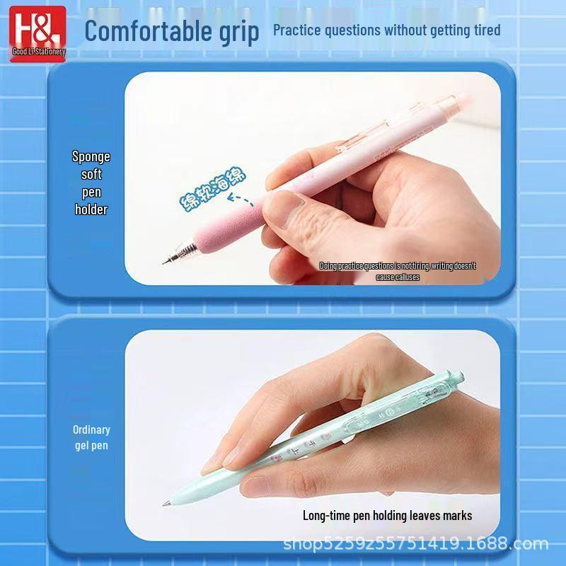 High-Value Push-Button Black Magic Erasable Pen - 0.5mm Heat-Erase, Encouragement Sponge Sleeve, Ideal for Students