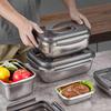 Food Box Stainless Steel Lunch Box with Lid Handle Large Capacity Fresh-Keeping Fruit Keeper Refrigerator Pickle Boxes Outdoor