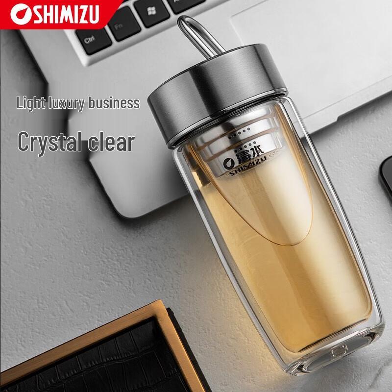 SHIMIZU Double-Layer Insulated Glass Tea Infuser Bottle