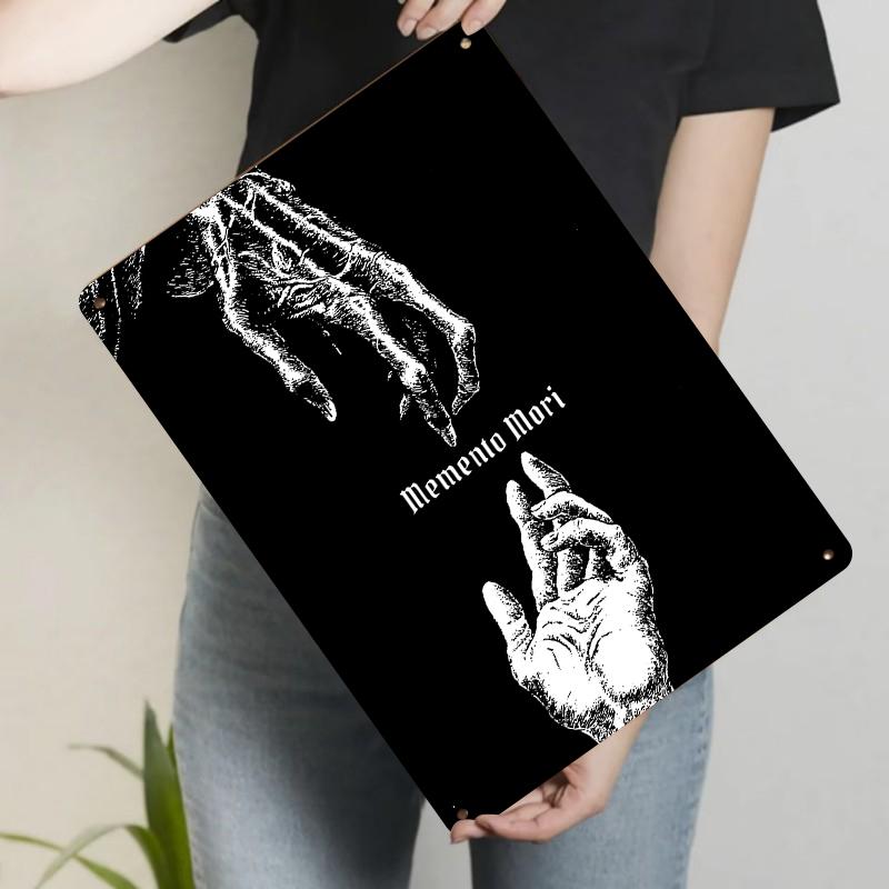 

Memento Mori Gothic Art Print Vintage Skeleton Hand Metal Wall Decor for Home Horror Decorations 20x30cm（7.8x11.8inch）