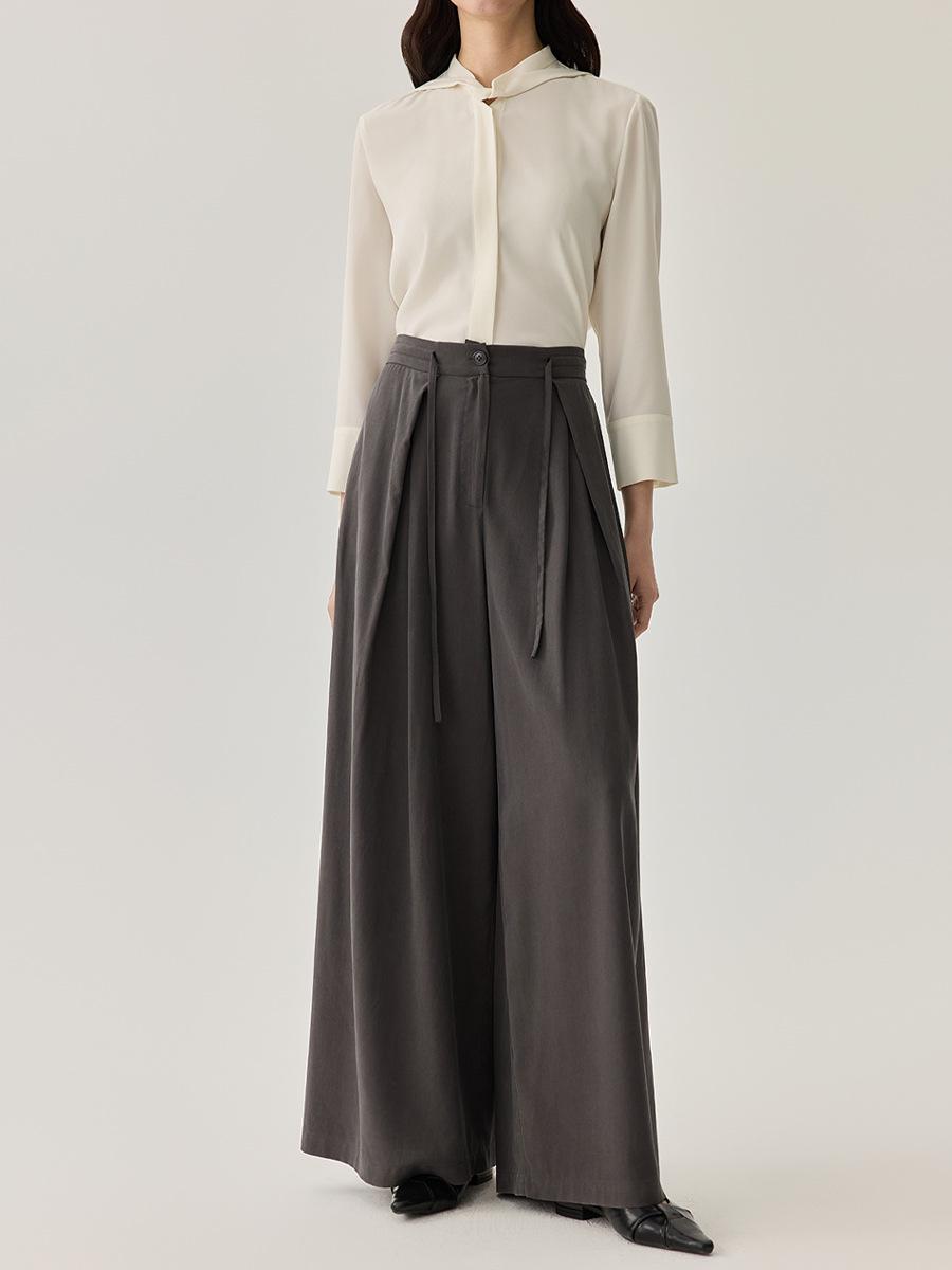 

Брюки-юбка из тутового шелка с высокой талией больших размеров с широкими штанинами для женщин, коллекция 2025 L - 125 Jin