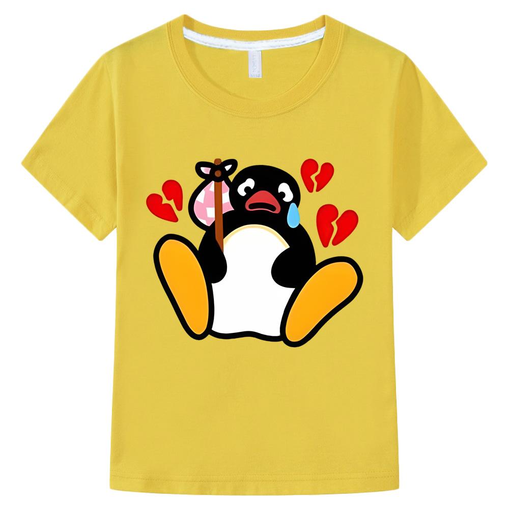 Pingu Kawaii Cartoon Print T-shirt Boys Girls Cartoon Graphic Tee-shirt 100% Cotton Tees Short Sleeve Summer Fashion O-neck Tops Anime T-shirt