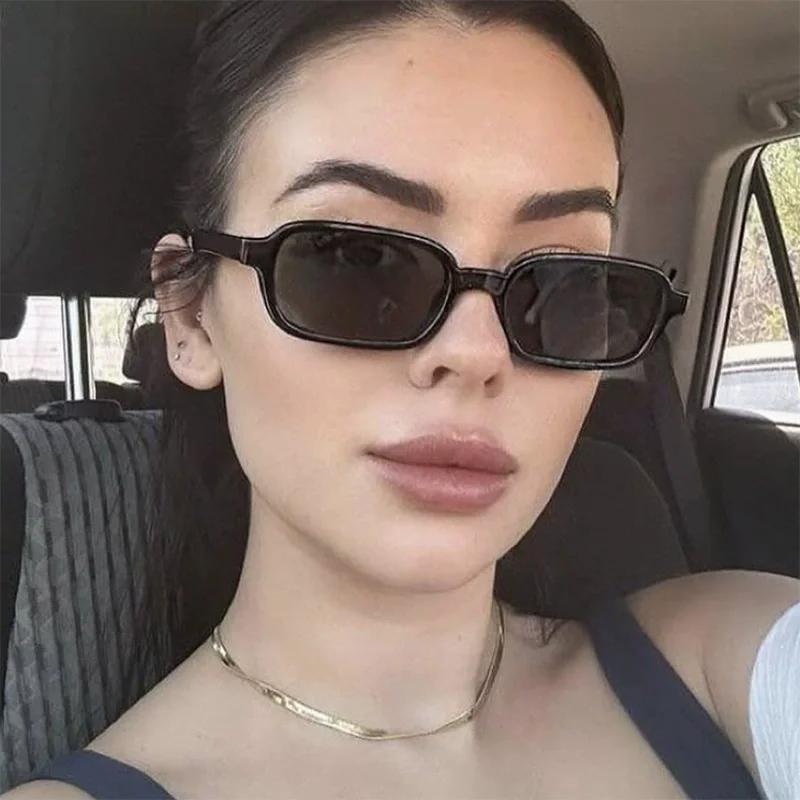Women'S Simple And Versatile Sunglasses Personalized Street Photography Square Small Frame Uv400 Protection Shades Glasses