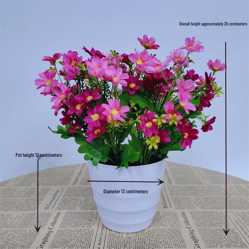 Potted Artificial Pothos Leaves & Flowers – Indoor/Outdoor Decorative Floor-Standing Bonsai.