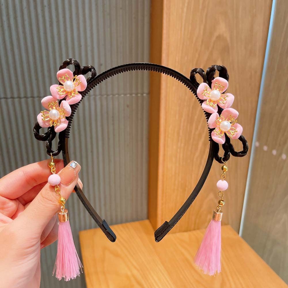 Zopfperücke Blume Neujahr Kopfschmuck Kinder Stirnband Hanfu Haarreif Chinesischer Stil Haarband