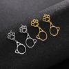 Cat Claw Pendant Earrings Stainless Steel Women's Fashion Fun Pet Cat Earrings Couple Commemorative Jewelry Gifts