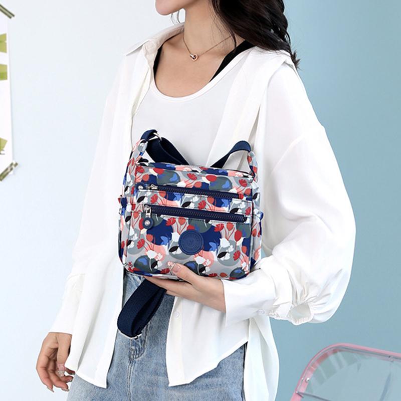 2025 New Fashion Nylon Printed Messenger Bag Large-capacity Multi-layered Flower Shoulder Bag Casual Joker Ladies Crossbody Bag
