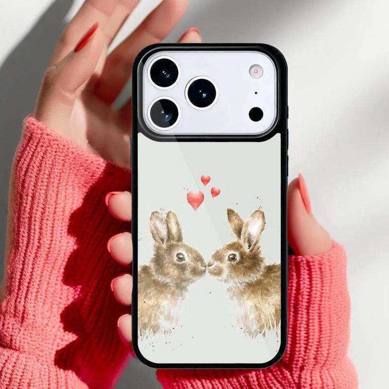 Bunny Rabbit Painting Design Phone Case for iPhone 17 16 15 14 13 Pro Max Back Cover for 12 11 Pro Coque