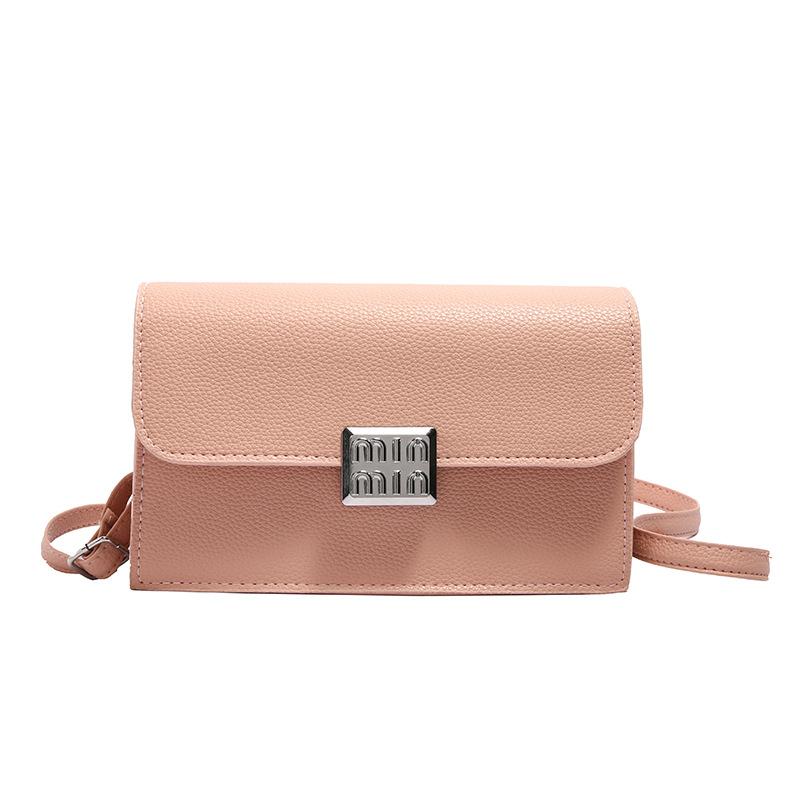 

Korean version of fashionable textured bag women s 2024 summer new soft leather lychee pattern shoulder crossbody small square bag рожевий