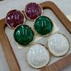 Hong Kong Style Retro Temperament Exaggerated Enamel Dripping Oil Geometric Round Metal Needle Earrings Earrings Women