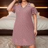 2025 Summer Women's Plus Size Off-the-Shoulder Striped Casual Dress