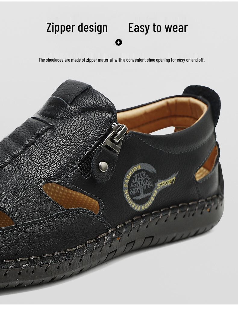 Men's Breathable Stitched Beach Sandals - Wear-resistant Outdoor Sports Style, Big Size Shoes