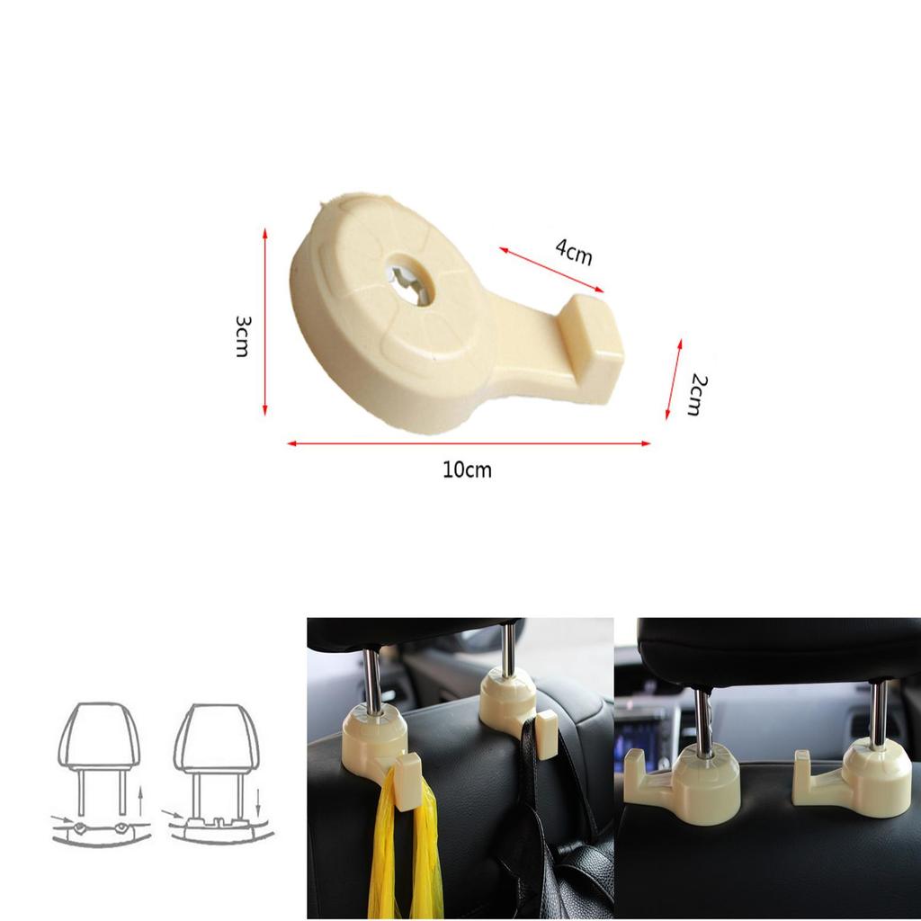 Elegant Beige Plastic Auto Car Seat Headrest Hook Multifunction Organizer For Storage