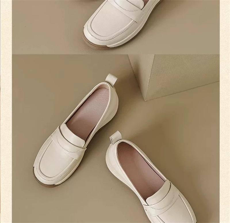 HO2026 Soft Soled Slope Follow Up Shoes for Women Thick Soled Soft Leather Comfortable Le Fu Shoes for Women Casual Shoes